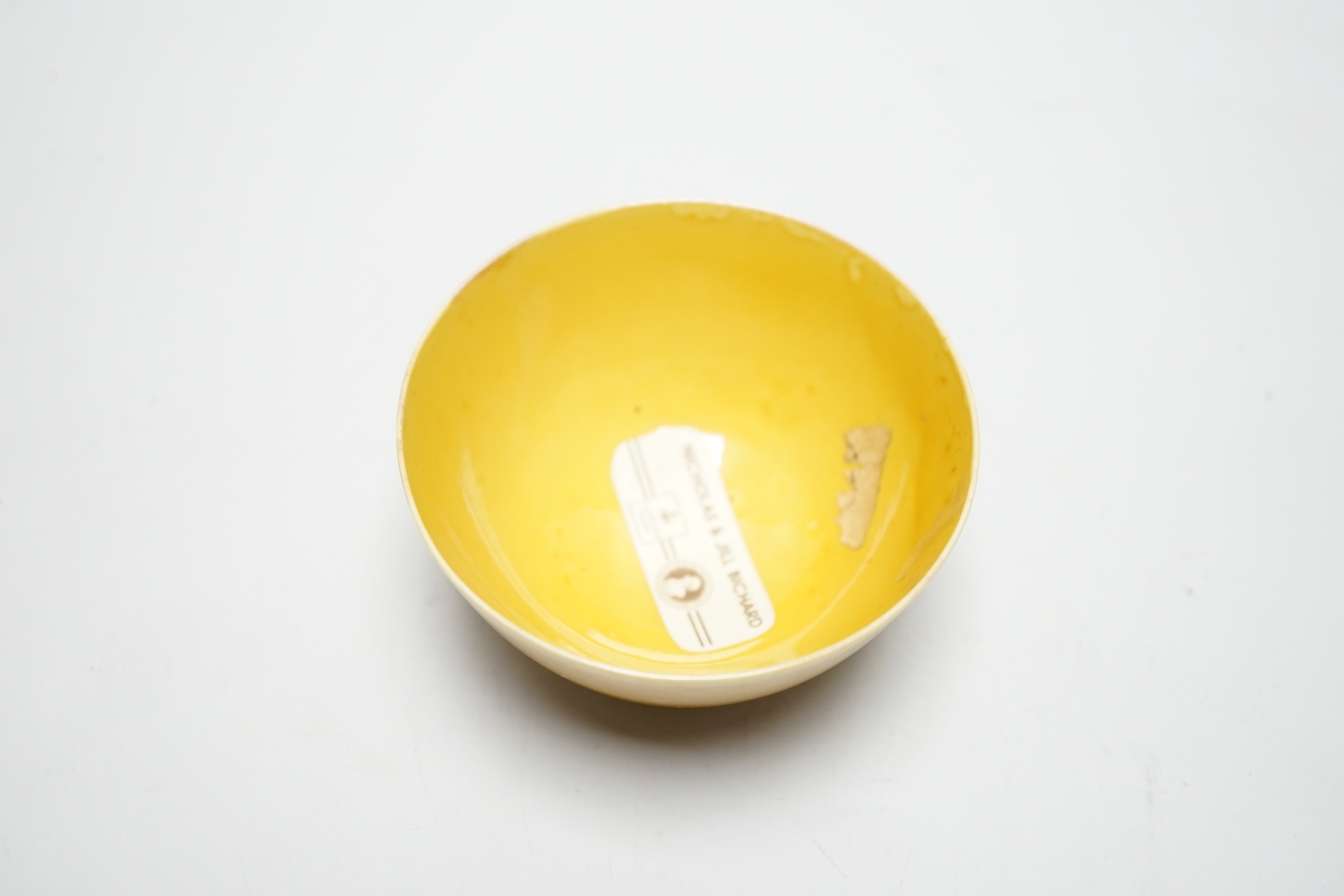 A Chinese yellow glazed tea bowl, 5.5cm